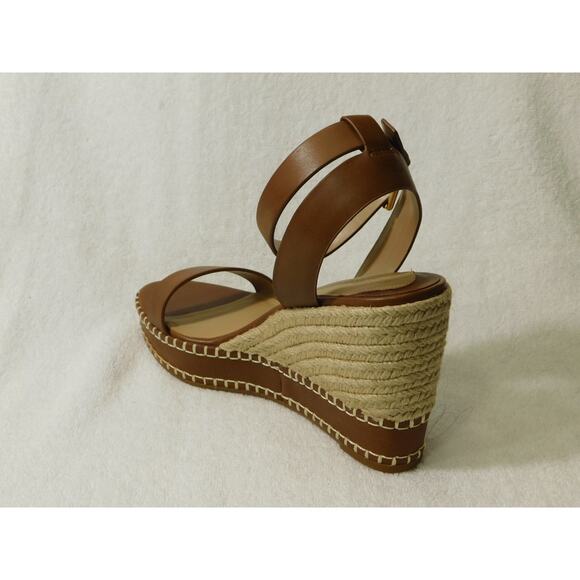 W614 Ralph Lauren Brown Hilarie Burnished Leather Espadrille Sandals Size 8M - Picture 3 of 5